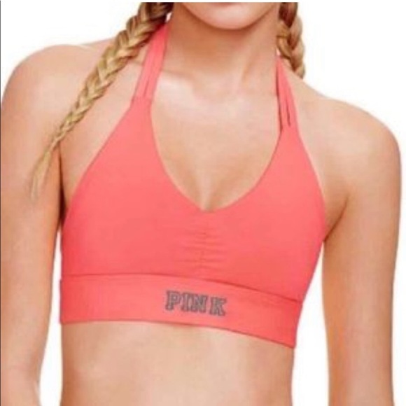PINK Victoria’s Secret Neon Unlined Halter Sports Bra Sz XS - Picture 1 of 8